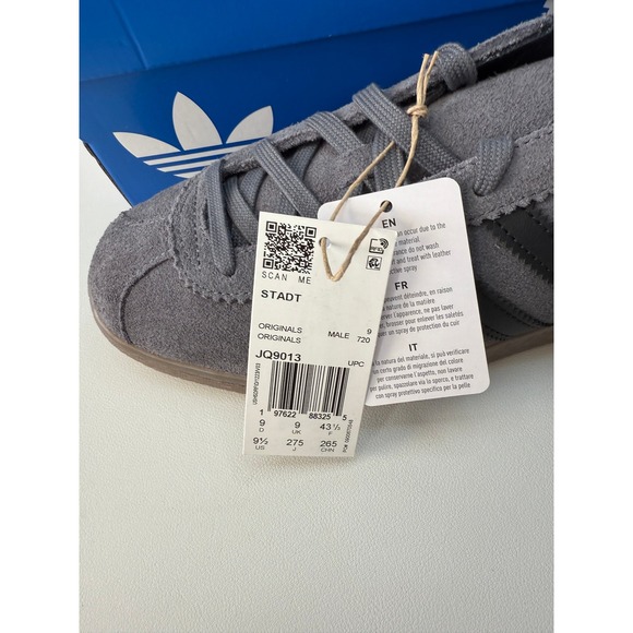 Adidas Stadt Grey Black Gum Suede Men Sneakers JQ9013 Size 9.5 NEW - Picture 7 of 8
